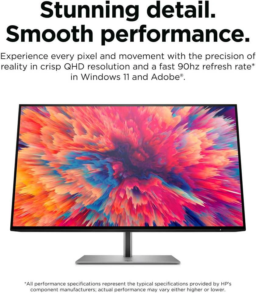 Hewlett Packard (HP) HP Z24q G3 QHD monitorius – 23,8 colio, 2560x1440 QHD, 400 nitų, 90 Hz, AG, IPS, HDMI/DisplayPort grandinės jungtis, 4 USB-A jungtys, reguliuojamo aukščio / pakreipimo / pasukimo / sukimosi padėtis, 3 metimai