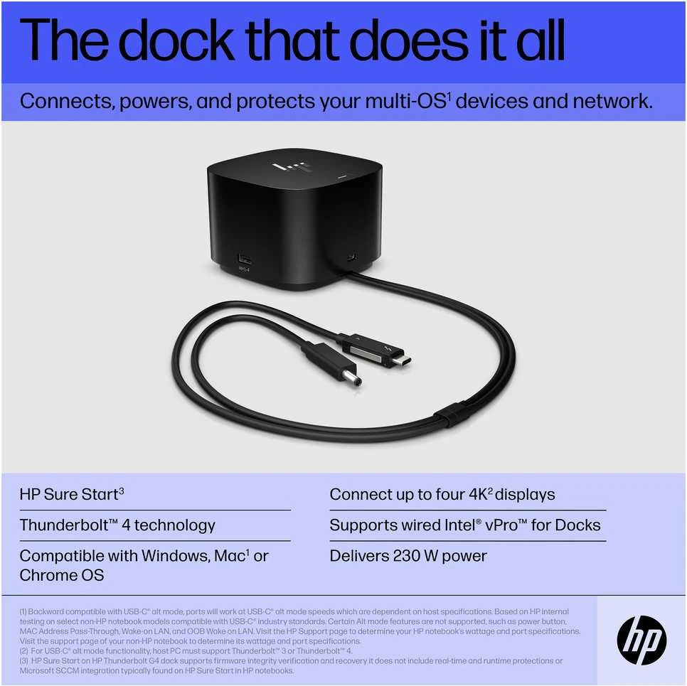 Hewlett Packard (HP) HP Thunderbolt 280W G4 dokas su kombinuotu kabeliu