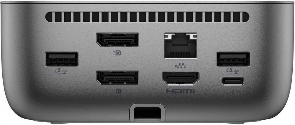 HP „Thunderbolt 4 Dock G6 100W“ – 3x USB-A, 2x USB-C, 1x USB-C „Thunderbolt 4“, 2x DisplayPort, 1x HDMI, 1x RJ-45, „Meteor Sidabrinis“, 3 metai
