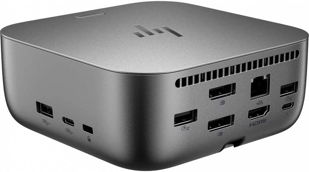 HP „Thunderbolt 4 Dock G6 100W“ – 3x USB-A, 2x USB-C, 1x USB-C „Thunderbolt 4“, 2x DisplayPort, 1x HDMI, 1x RJ-45, „Meteor Sidabrinis“, 3 metai
