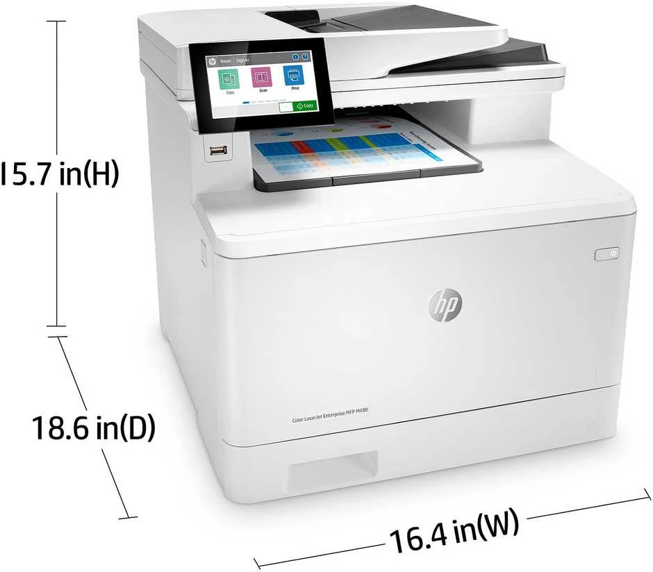 Hewlett Packard (HP) HP Color LaserJet Enterprise MFP M480f AIO All-in-One Spausdintuvas - A4 Color lazerinis, Spausdinti/Kopijuoti/Dual-Side Scan/Faksas, Automatinis dokumentų tiektuvas, Auto-Duplex, LAN, 27ppm, 4800 pages per mėnesį (pakeičia M577f)