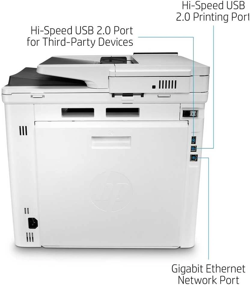 Hewlett Packard (HP) HP Color LaserJet Enterprise MFP M480f AIO All-in-One Spausdintuvas - A4 Color lazerinis, Spausdinti/Kopijuoti/Dual-Side Scan/Faksas, Automatinis dokumentų tiektuvas, Auto-Duplex, LAN, 27ppm, 4800 pages per mėnesį (pakeičia M577f)