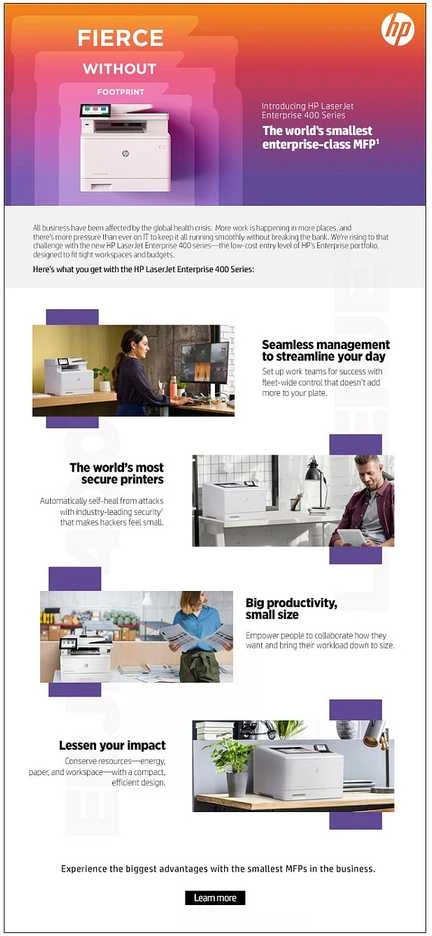 Hewlett Packard (HP) HP Color LaserJet Enterprise MFP M480f AIO All-in-One Spausdintuvas - A4 Color lazerinis, Spausdinti/Kopijuoti/Dual-Side Scan/Faksas, Automatinis dokumentų tiektuvas, Auto-Duplex, LAN, 27ppm, 4800 pages per mėnesį (pakeičia M577f)