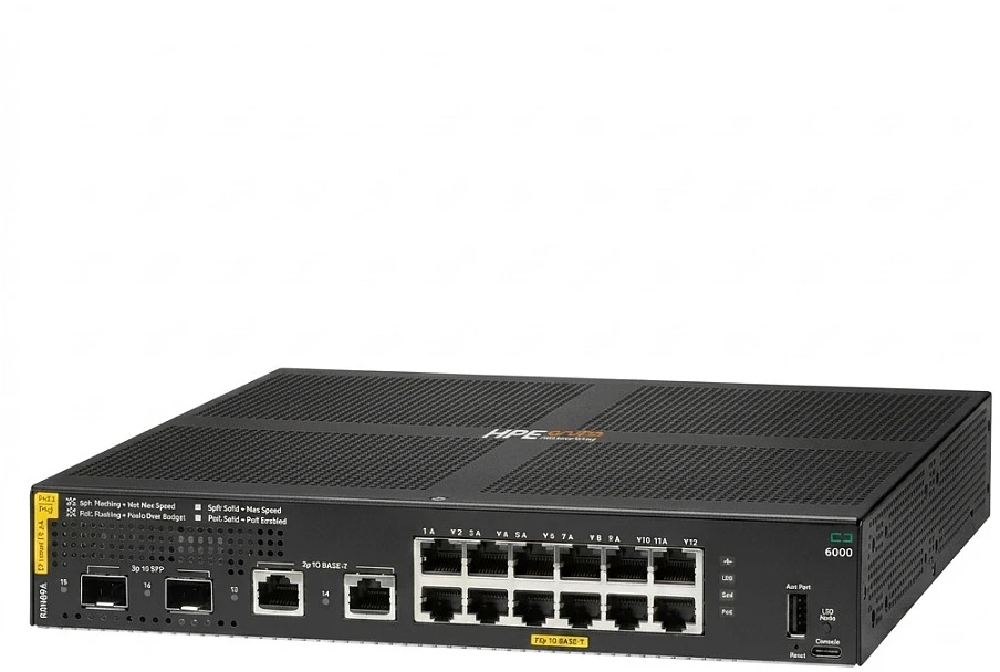 Šakotuvas Nezatříděno HP HPE Aruba Networking CX 6000 12p 10M/100M/1G Class4 PoE 2p SFP 1G 139W komutatorius - Komutatorius - valdomas - 12 x 10/100/1000 (PoE+) + 2 x Gigabit SFP (Uplink) + 2 x Gigabit RJ-45 - montuojamas ant stovo, montuojamas ant sienos - PoE+ (139 W) - BTO
