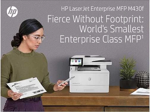 Hewlett Packard (HP) HP LaserJet Enterprise MFP M430f AIO All-in-One Spausdintuvas - A4 Mono lazerinis, Spausdinti/Kopijuoti/Dual-Side Scan/Faksas, Automatinis dokumentų tiektuvas, Auto-Duplex, LAN, 38ppm, 900-4800 pages per mėnuo (pakeičia M521f / M521dn)