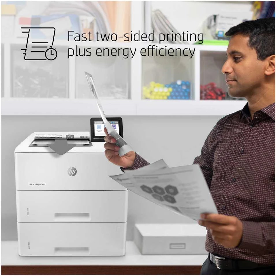 Hewlett Packard (HP) HP LaserJet Enterprise M507x Spausdintuvas - A4 Mono lazerinis, Spausdinimas, Automatinis dokumentų tiektuvas, Auto-Duplex, LAN, WiFi, 43ppm, 2000-7500 puslapių per mėnesį (pakeičia M506x)
