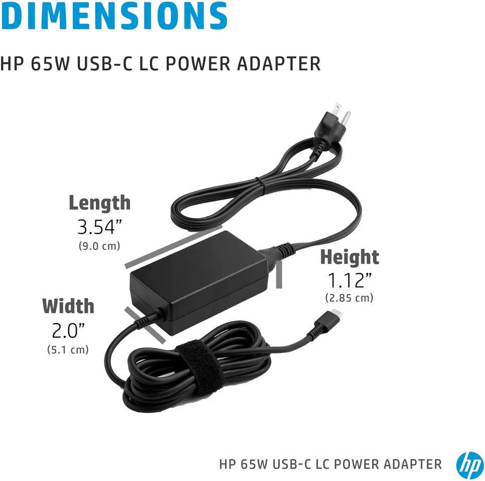 HP 65W USB-C LC maitinimo adapteris EMEA – INTL English Loc Euro kištukas