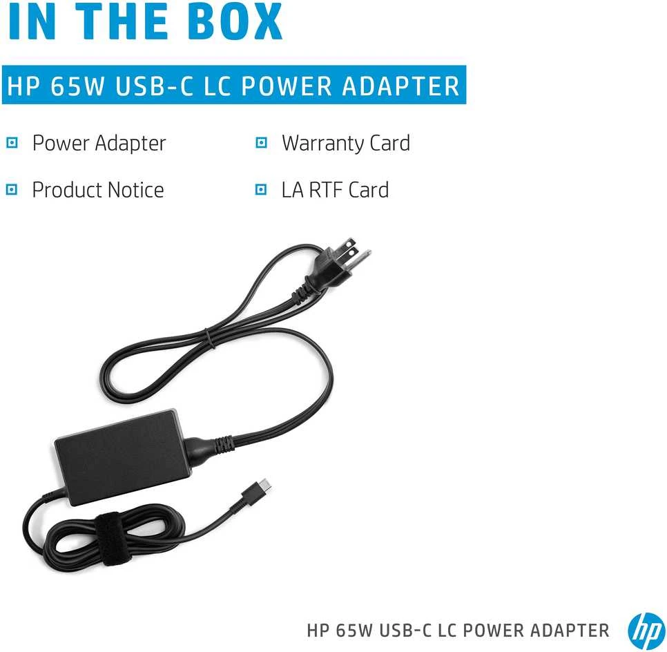 HP 65W USB-C LC maitinimo adapteris EMEA – INTL English Loc Euro kištukas