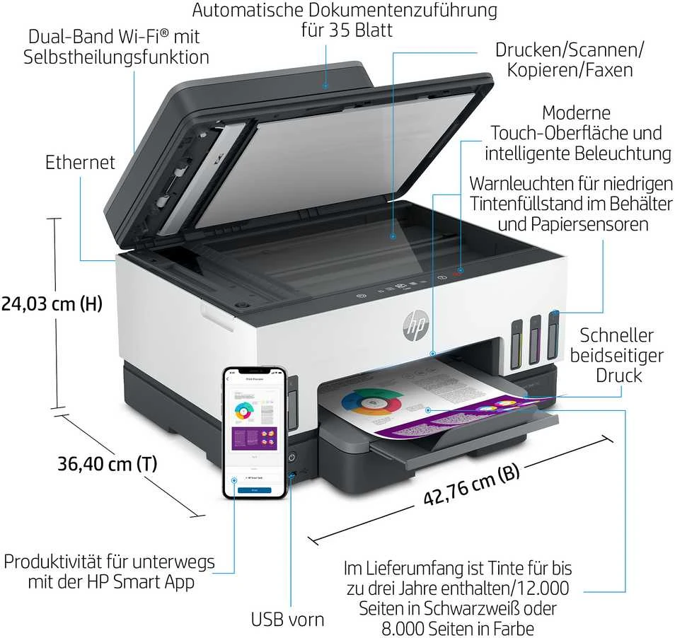 Hewlett Packard (HP) Spausdintuvas T HP Smart Tank 7605 3in1/A4/WiFi/Bluetooth/ADF/Dulpex