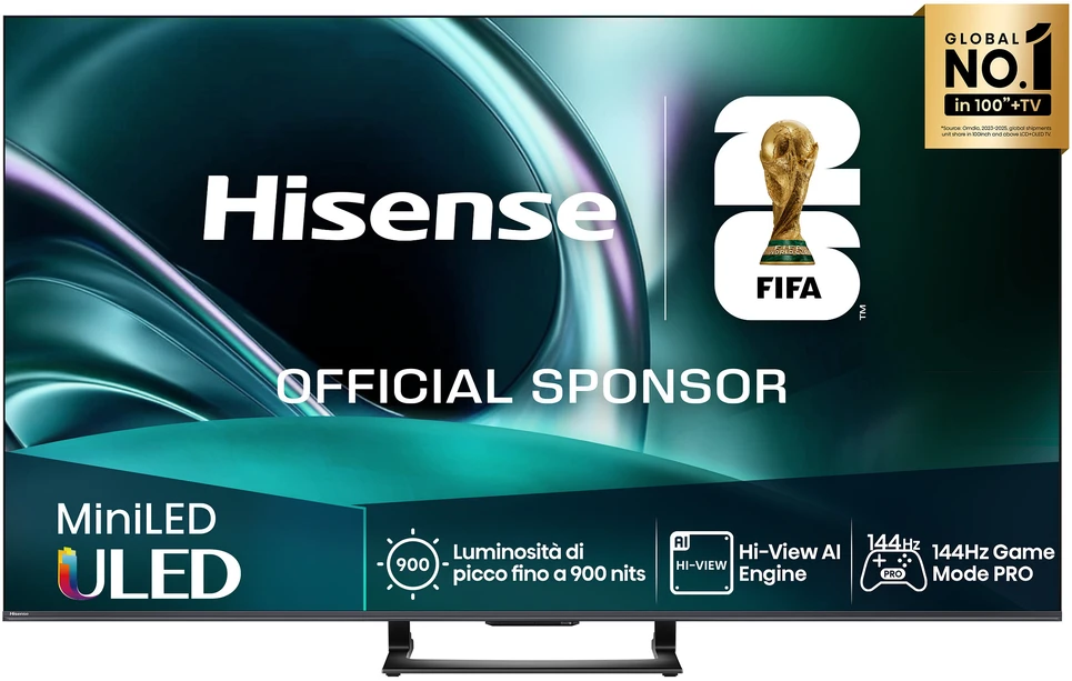 Televizorius Hisense Mini LED TV | 65U7Q | 65 | Smart TV | VIDAA Smart OS | UHD | Juodas