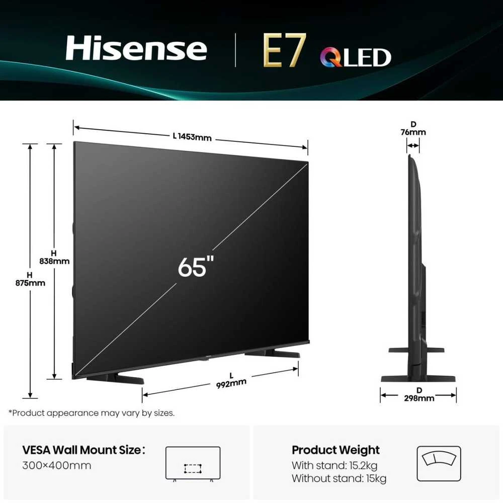 Televizorius TV Set Hisense 65E77Q 164cm (65 inch) 4K QLED Smart TV