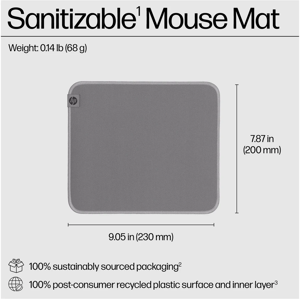 Kompiuterio Pelės Kilimėlis - HP 100 Sanitizuojamas