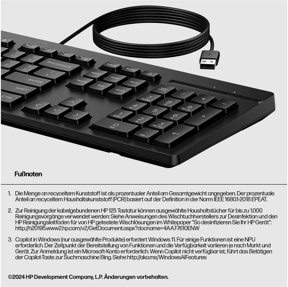 HP 125 G2 USB WD Klaviatūra