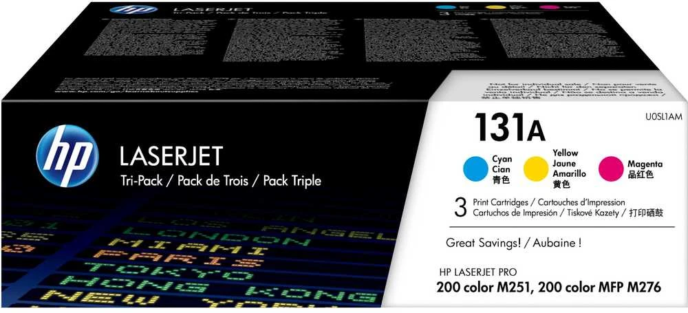 Hewlett Packard (HP) Toneris HP HP131A (skirtas Hewlett Packard spausdinimui, originalus CF211A+CF212A+CF213A žydra, geltona, rausva)
