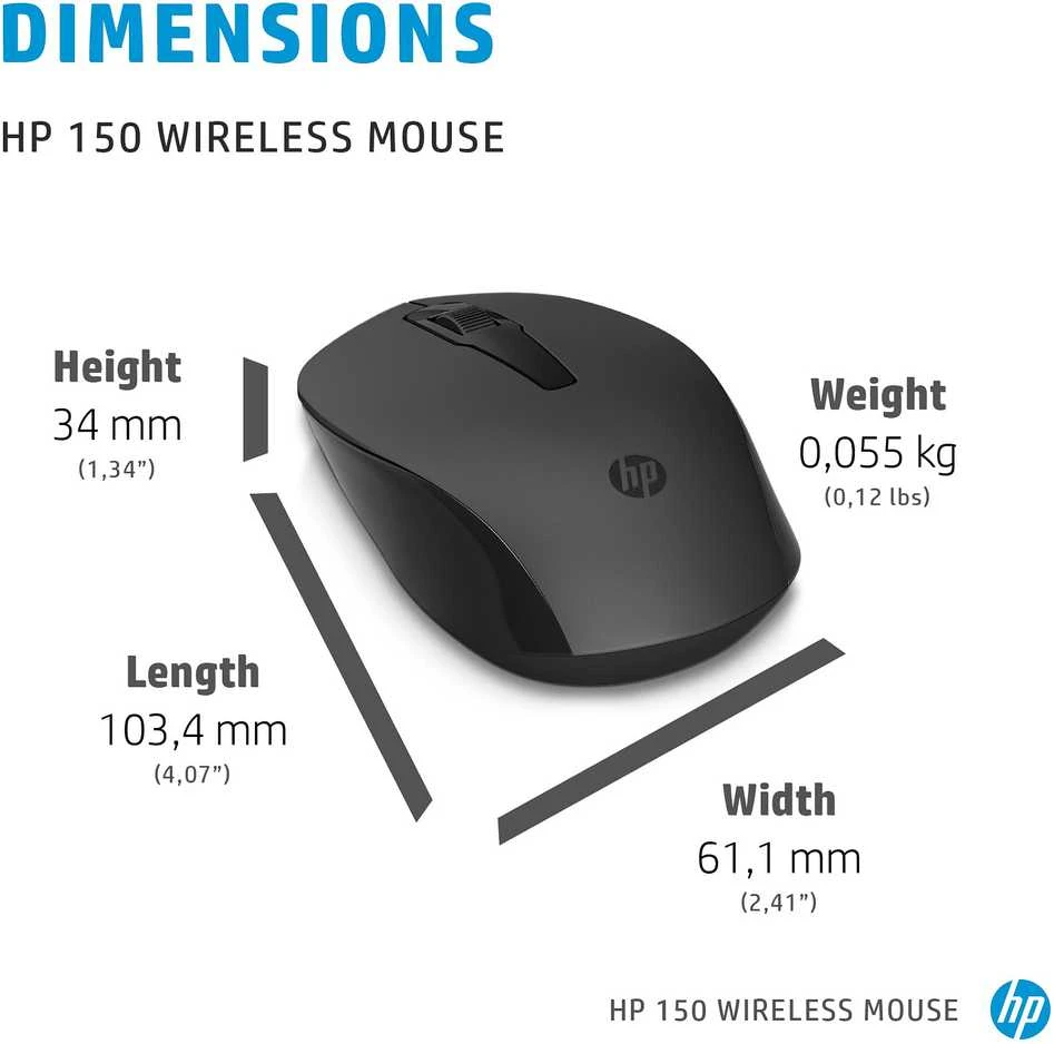 Hewlett Packard (HP) HP 150 Belaidė pelė - Juodas