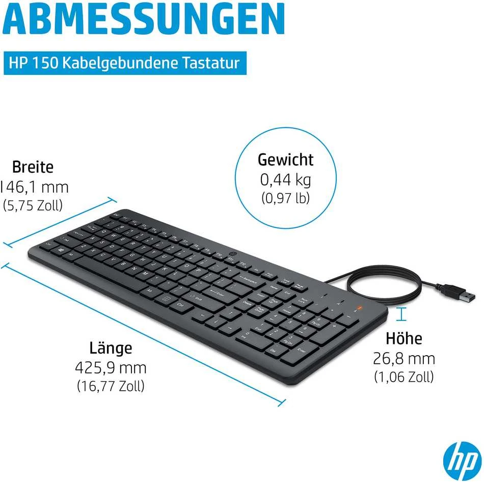 Hewlett Packard (HP) Klaviatūra HP 150 (664R5AA#ABD)