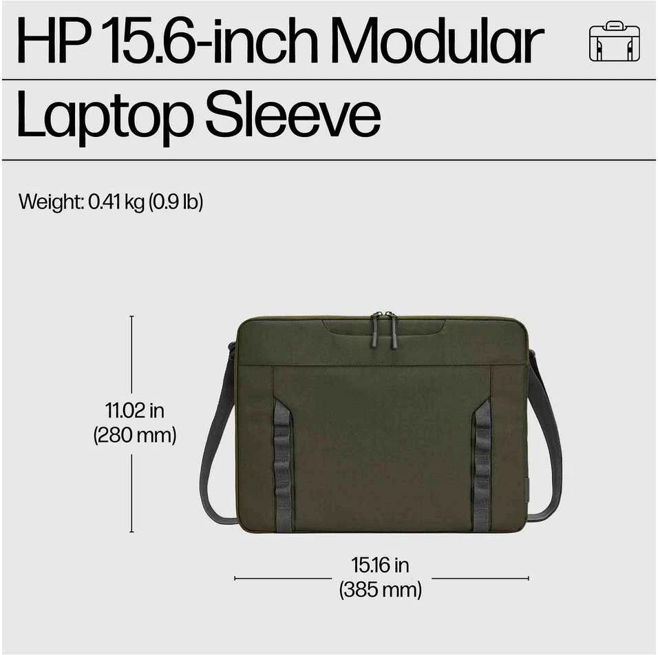 HP Modular 15.6 rankovė / viršutinė apkrova su rankenomis / pečių dirželiu, Vanduo Resistant - tamsiai alyvuogių žalios spalvos