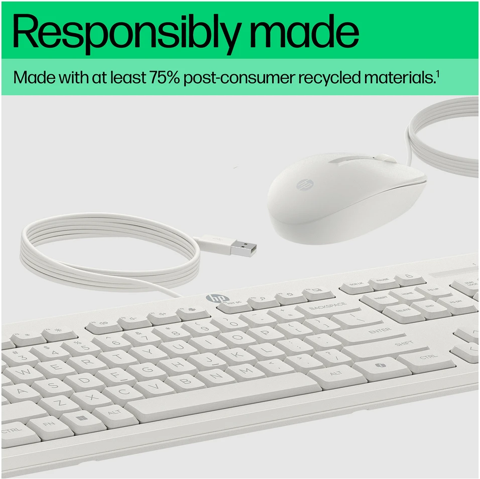 Hewlett Packard (HP) Klaviatūra ir pelė Kit HP 225 su laidu Pelė and KB G2 US English QWERTY