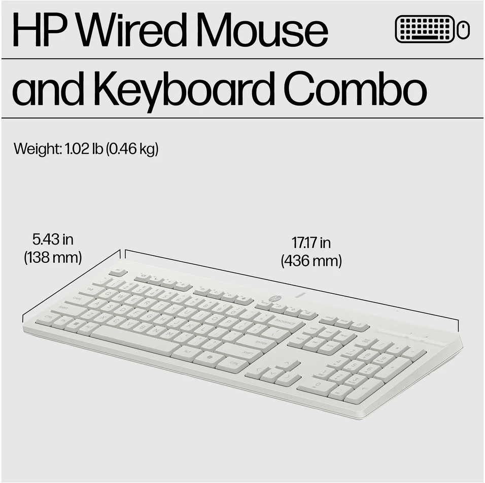 Hewlett Packard (HP) Klaviatūra ir pelė Kit HP 225 su laidu Pelė and KB G2 US English QWERTY