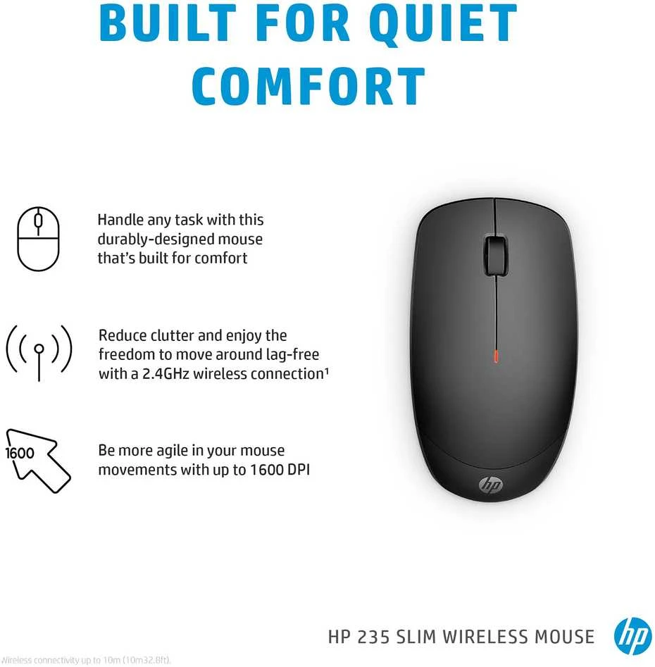 Hewlett Packard (HP) HP 235 Slim Belaidė pelė - Juodas