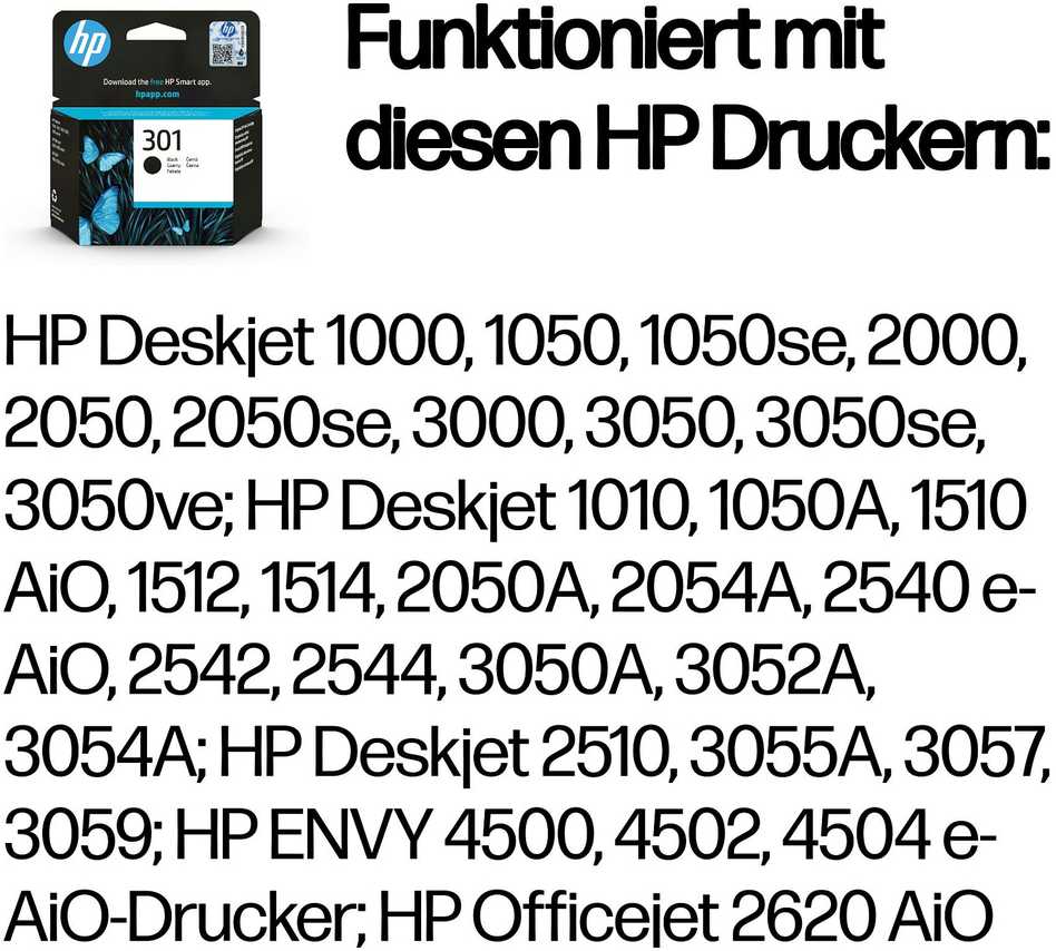 Hewlett Packard (HP) HP 301 originali rašalo kasetė, juoda, standartinės talpos, 3 ml