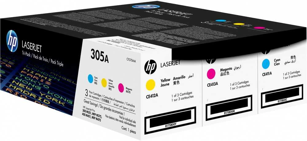 Hewlett Packard (HP) HP 305A LJ Pro 400/300, Color M351/M375/M475/M451 series C,M,Y rinkinys (kiekvienas 2 600 puslapių)