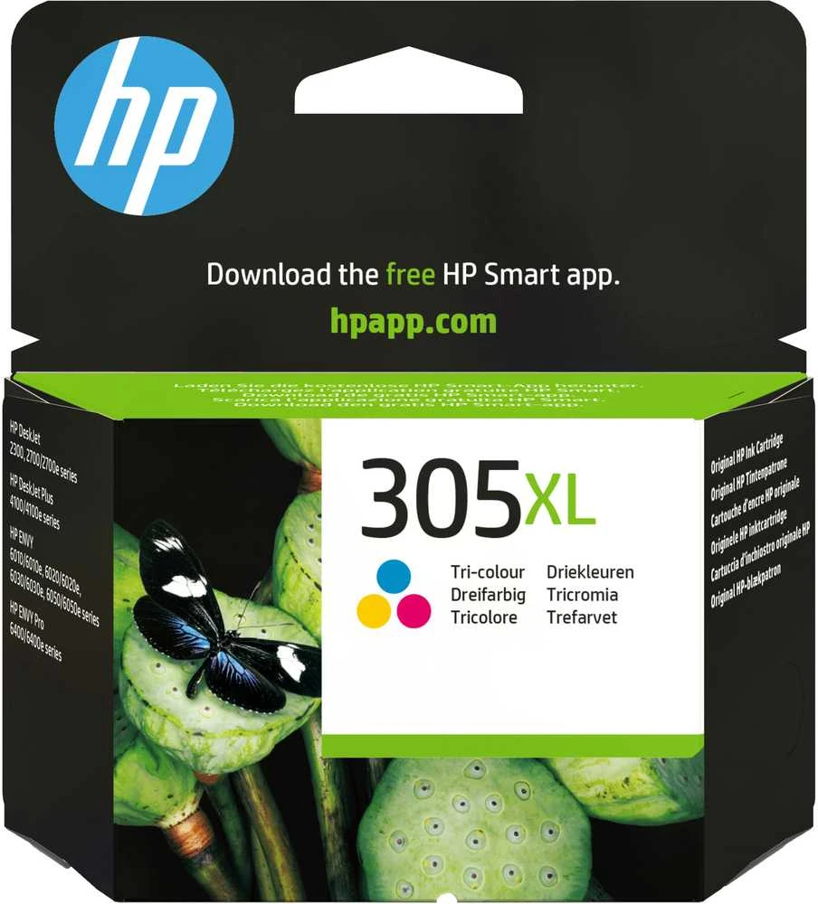 Hewlett Packard (HP) HP 305XL didelio našumo trijų spalvų rašalo kasetė, 200 puslapių, skirta HP DeskJet 2300, 2710, 2720, Plus 4100