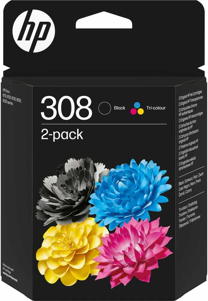 HP 308 Juodas/Tri-Color Ink Cartridge Combo 2 vnt.