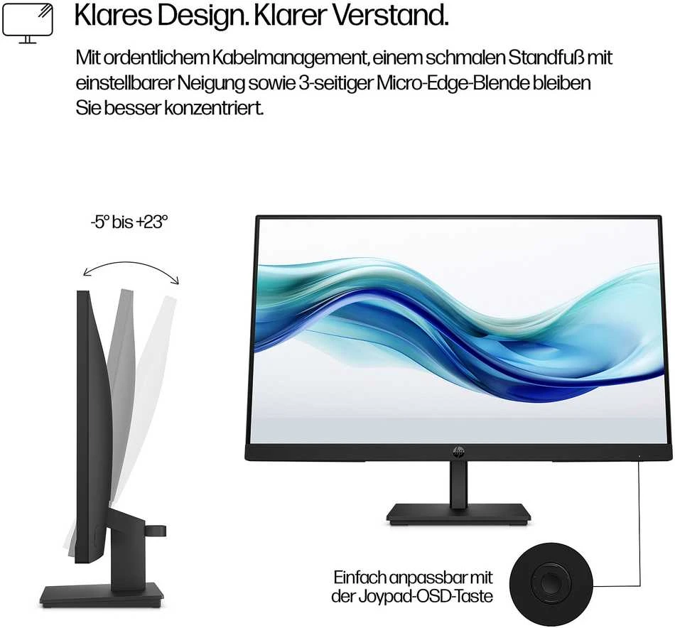 HP 324pf Series 3 Pro FHD monitorius - 23,8 colio 1920x1080 FHD 250 nitų 100 Hz AG, IPS, HDMI/VGA/DisplayPort, pakreipiamas, 3 colių (pakeičia P24)