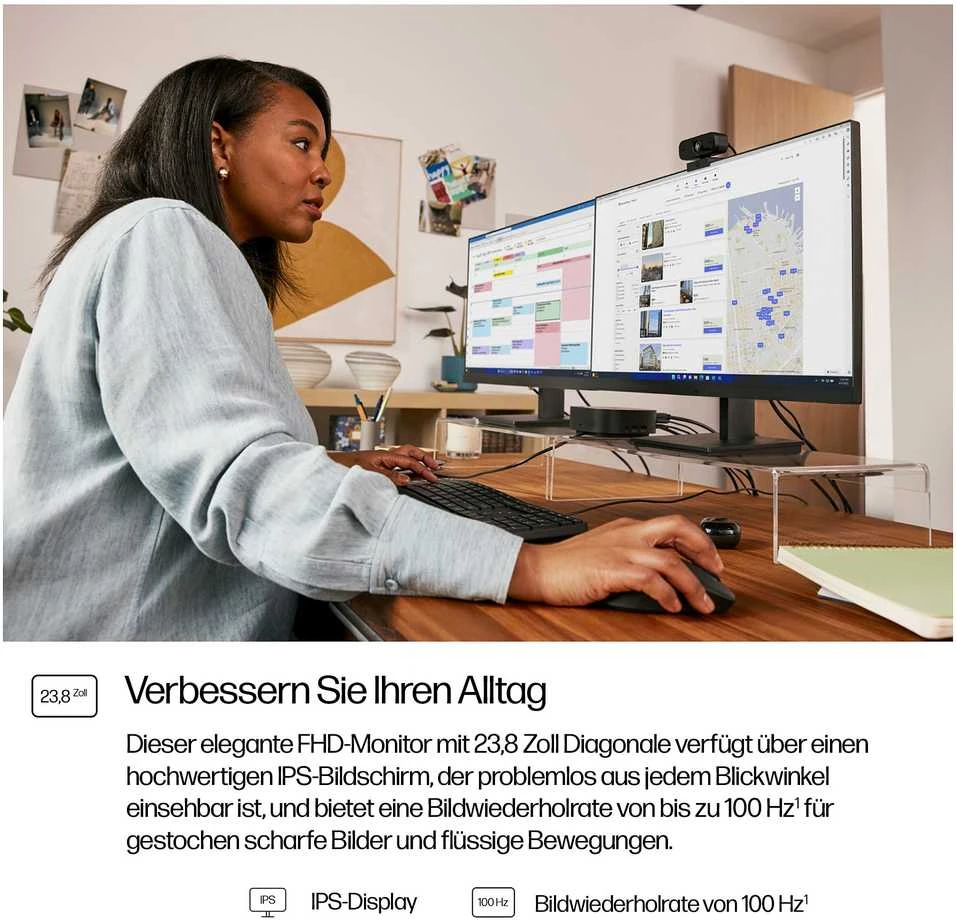 HP 324pf Series 3 Pro FHD monitorius - 23,8 colio 1920x1080 FHD 250 nitų 100 Hz AG, IPS, HDMI/VGA/DisplayPort, pakreipiamas, 3 colių (pakeičia P24)