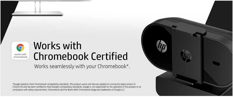 HP 325 USB FHD Privacy verslo klasės internetinė kamera su integruotu mikrofonu, sertifikuota „Chromebook“, tvirtinama prie sienos - Juodas
