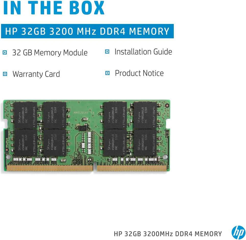 Hewlett Packard (HP) HP 32GB (1x32GB) 3200MHz DDR4 SODIMM RAM atmintis, skirta HP nešiojamiesiems kompiuteriams