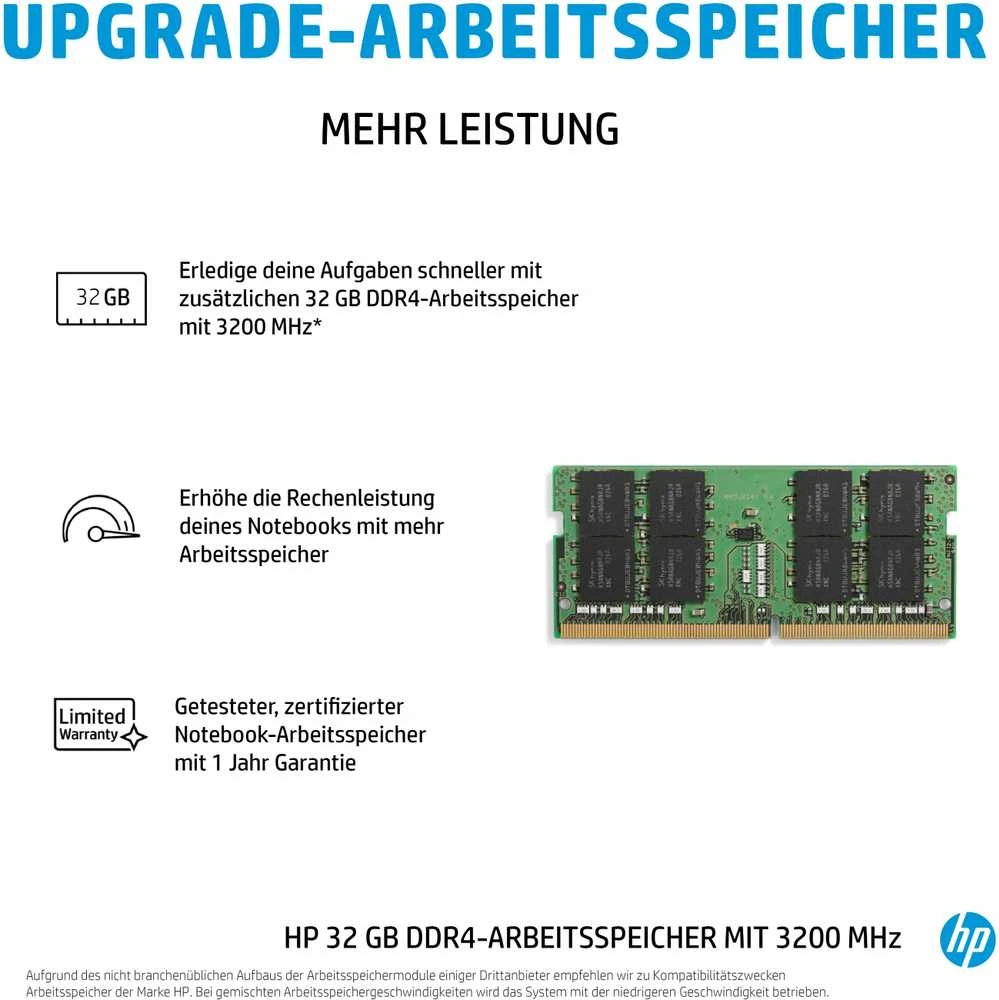 Hewlett Packard (HP) HP 32GB (1x32GB) 3200MHz DDR4 SODIMM RAM atmintis, skirta HP nešiojamiesiems kompiuteriams