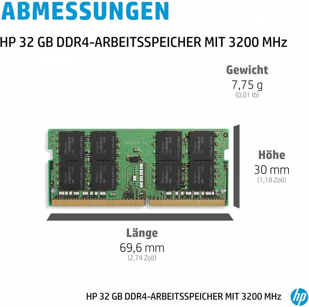 Hewlett Packard (HP) HP 32GB (1x32GB) 3200MHz DDR4 SODIMM RAM atmintis, skirta HP nešiojamiesiems kompiuteriams