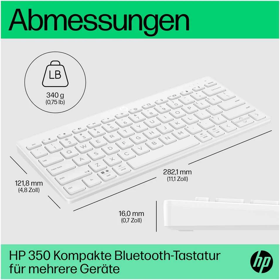 Klaviatūra Hewlett Packard (HP) HP 350 692T0AA DE-išdėstymas, Bluetooth, baltas