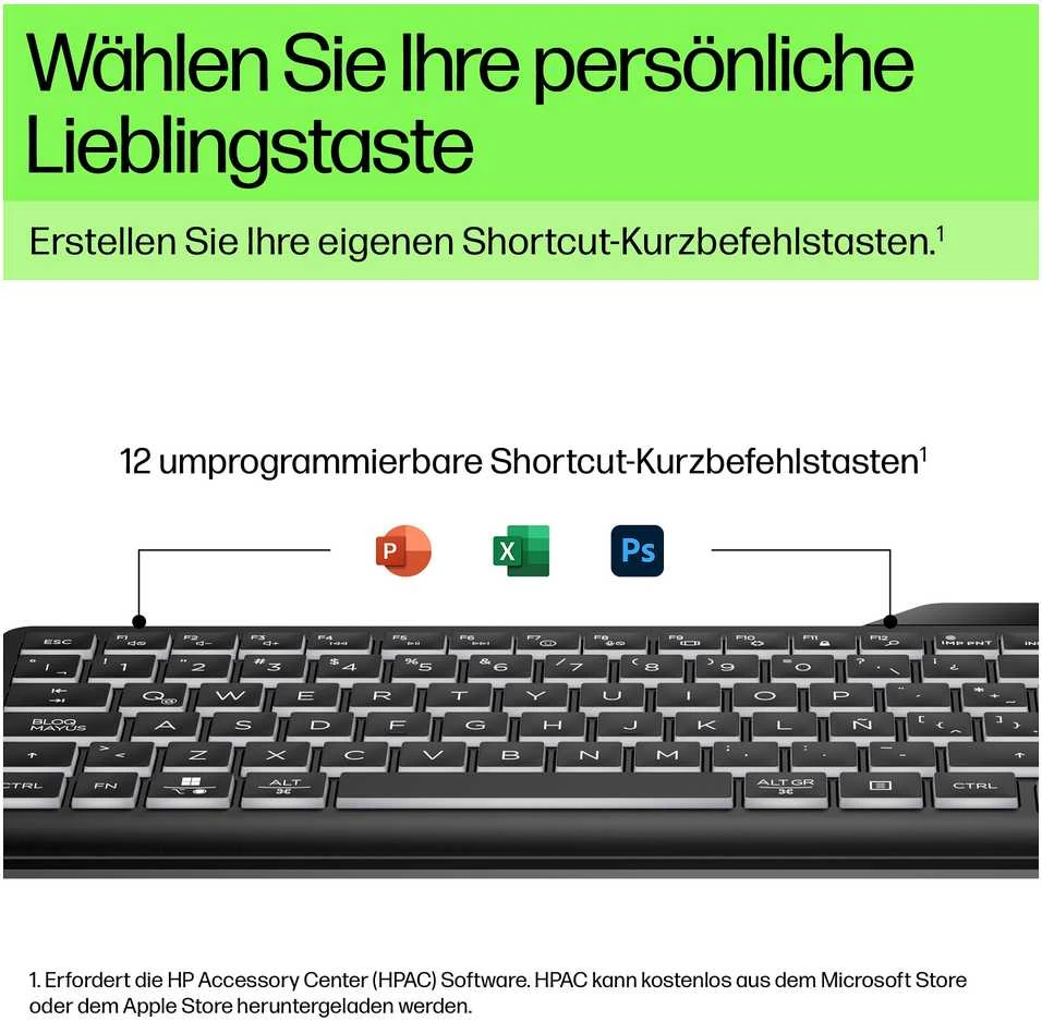 HP 405 su pašvietimu USB-C su laidu 24/7 Klaviatūra, Spill Resistant, Sanitizable, Programmable, Adjustable Tilt and LED brightness - Juodas - US ENG
