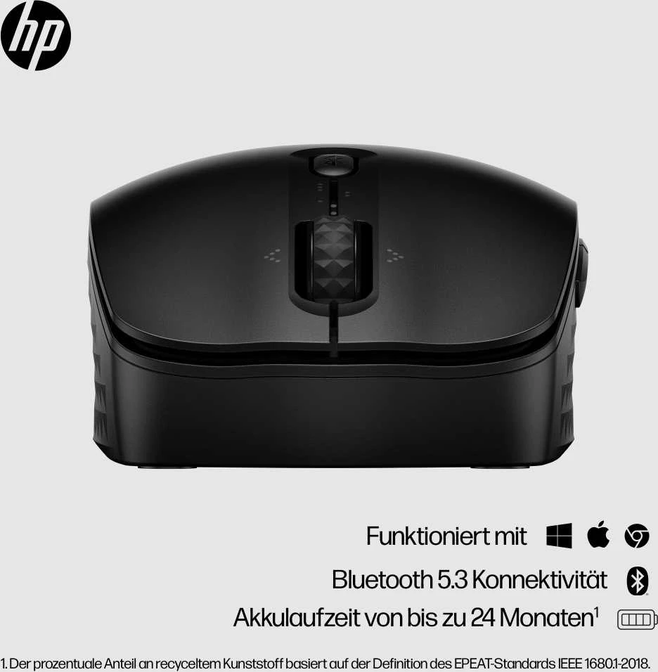 Hewlett Packard (HP) HP 425 Silent Wireless Bluetooth Pelė - Programuojamas, 4 krypčių slinkimas - Juodas