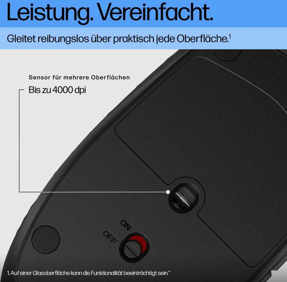 Hewlett Packard (HP) HP 425 Silent Wireless Bluetooth Pelė - Programuojamas, 4 krypčių slinkimas - Juodas