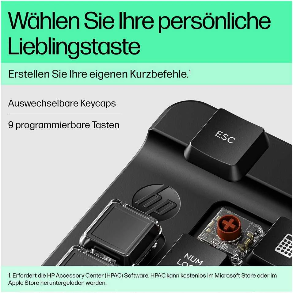 HP 435 programuojama belaidė Bluetooth klaviatūra su keičiamais klaviatūros dangteliais - Juodas