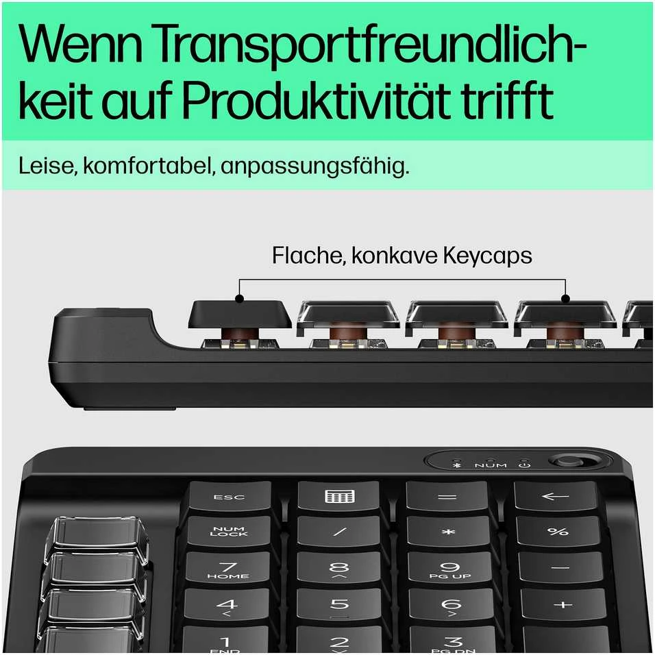 HP 435 programuojama belaidė Bluetooth klaviatūra su keičiamais klaviatūros dangteliais - Juodas