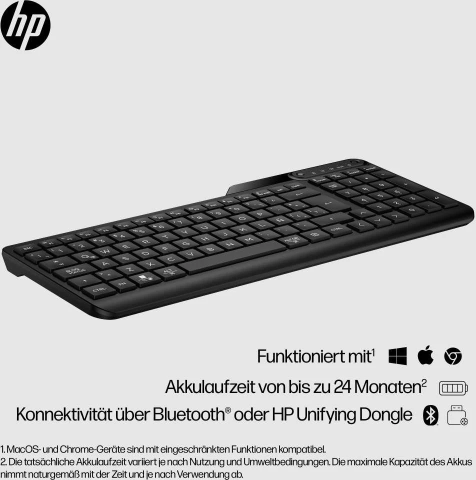 HP 475 dviejų režimų belaidžio ryšio klaviatūra -