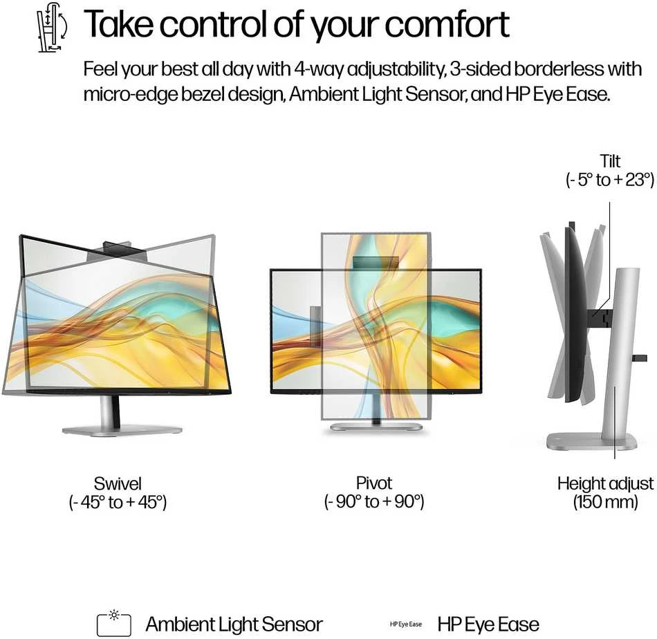 HP 524pm Series 5 Pro FHD konferencijų monitorius – 23,8 colio 1920x1080 FHD 350 nitų 100 Hz AG, IPS, USB-C(100W/15W)/HDMI/DP Daisy-Chain, 3x USB-A, garsiakalbiai, internetinė kamera, R,J-4 reguliuoti / pakreipti / pasukti / pasukti, 3 metai (pakeičia E24m)