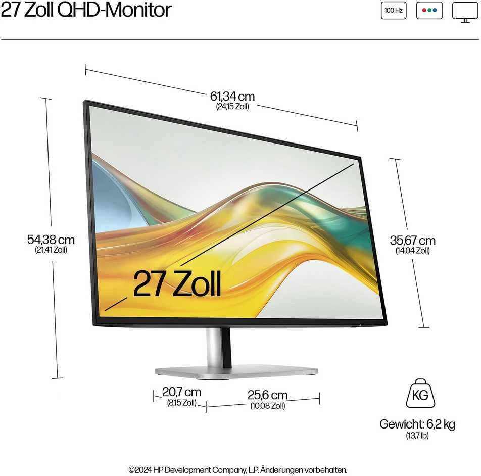 HP 527pq Series 5 Pro QHD monitorius – 27 colių 2560x1440 QHD 350 nitų 100Hz AG, IPS, HDMI/DisplayPort, 4x USB-A, reguliuojamas aukštis / pakreipimas / pasukamas / sukamas, 3 metai (pakeičia E27q G5)