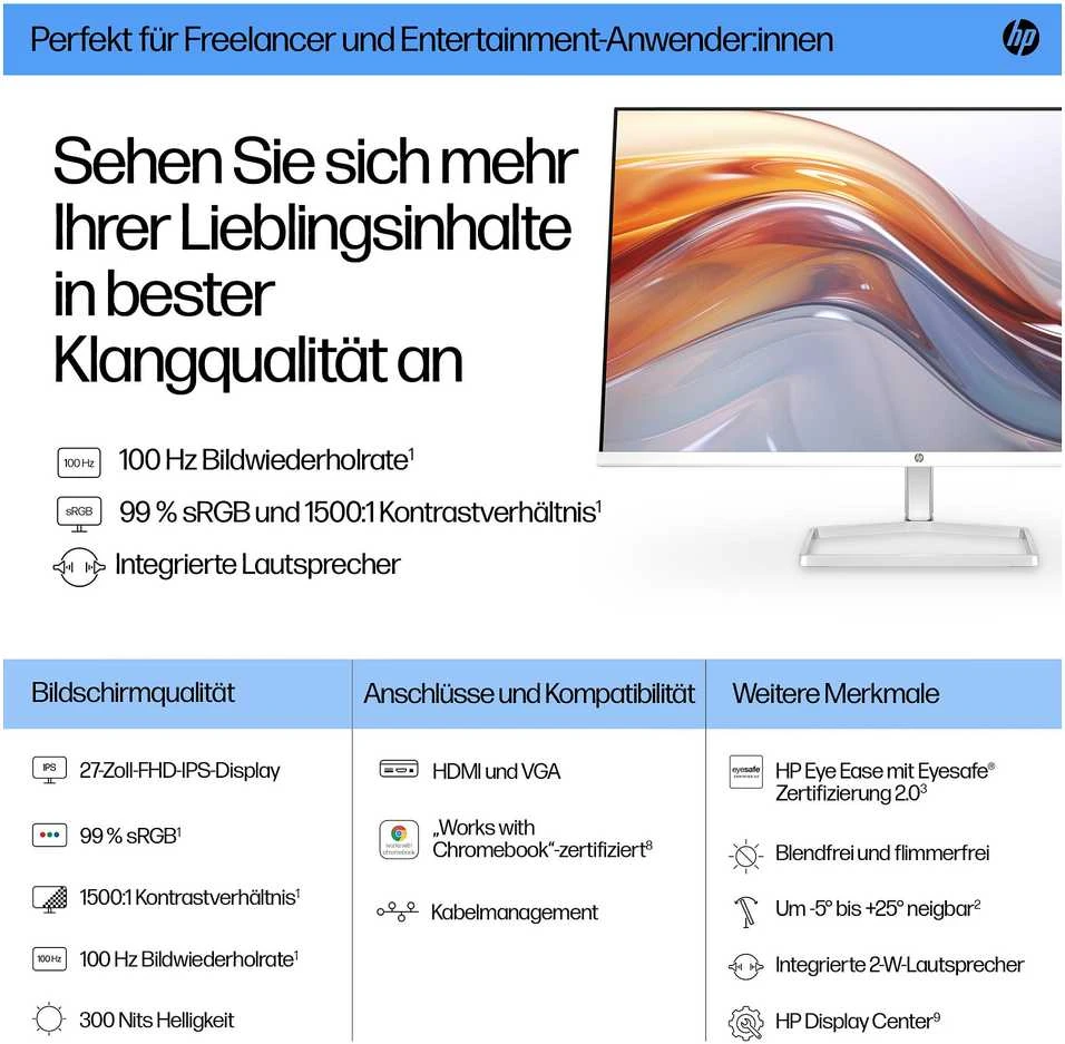 Hewlett Packard (HP) Monitorius - HP Series 5 27" FHD 1920x1080 5ms su Garsiakalbiais HDMI VGA
