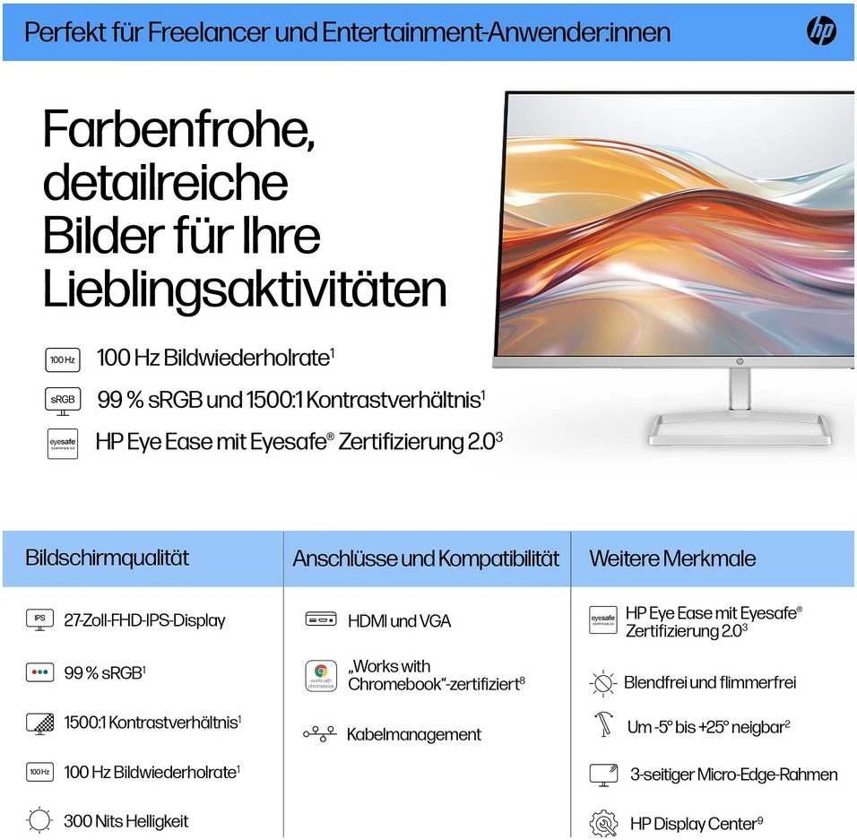 Monitorius  Hewlett Packard (HP)S5 527SF/ 27'' / IPS / Full HD / 100Hz/300cd/m²