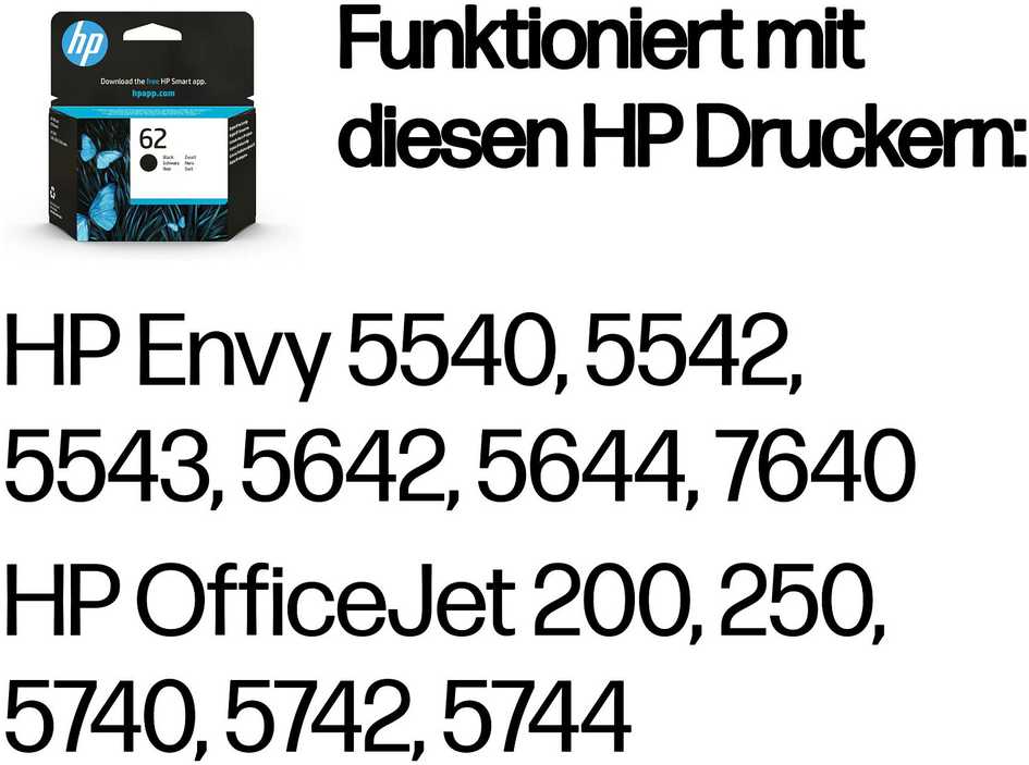 Hewlett Packard (HP) HP 62 (C2P04AE) Rašalinė kasetė, Juoda