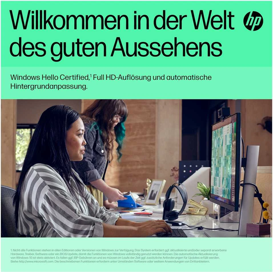 HP 625 USB FHD konferencijų verslo internetinė kamera – pakreipta, pasukama, dvigubą triukšmą mažinantis mikrofonas, HDR, suderinama su „Windows Hello“, pritvirtinama – Juodas