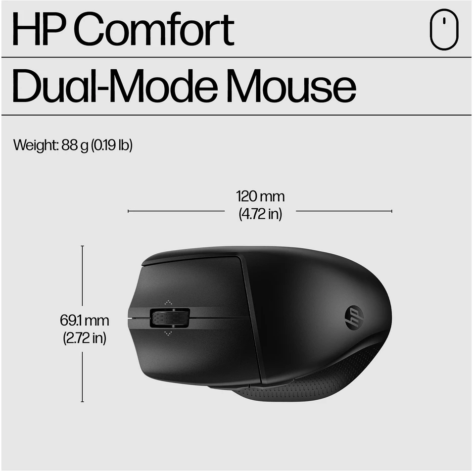 HP 685 Comfort Belaidė pelė - Dual-Mode, Programmable, 4-way scrolling, spill resistant – Juodas