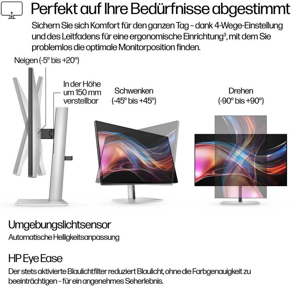 Hewlett Packard (HP) HP 727pu Series 7 Pro QHD įkrovimo monitorius – 27 colių 2560x1440 QHD 400 nitų 120Hz AG, IPS Juodas HDR 400, USB-C(100W/15W)/HDMI/DisplayPort Daisy-Chain, RJ- 5x USB-5, LAN Reguliuojamas aukštis / pakreipimas / pasukamas / pasukamas, 3 metai (pakeičia Z27u G3) (Pažeista pakuotė)