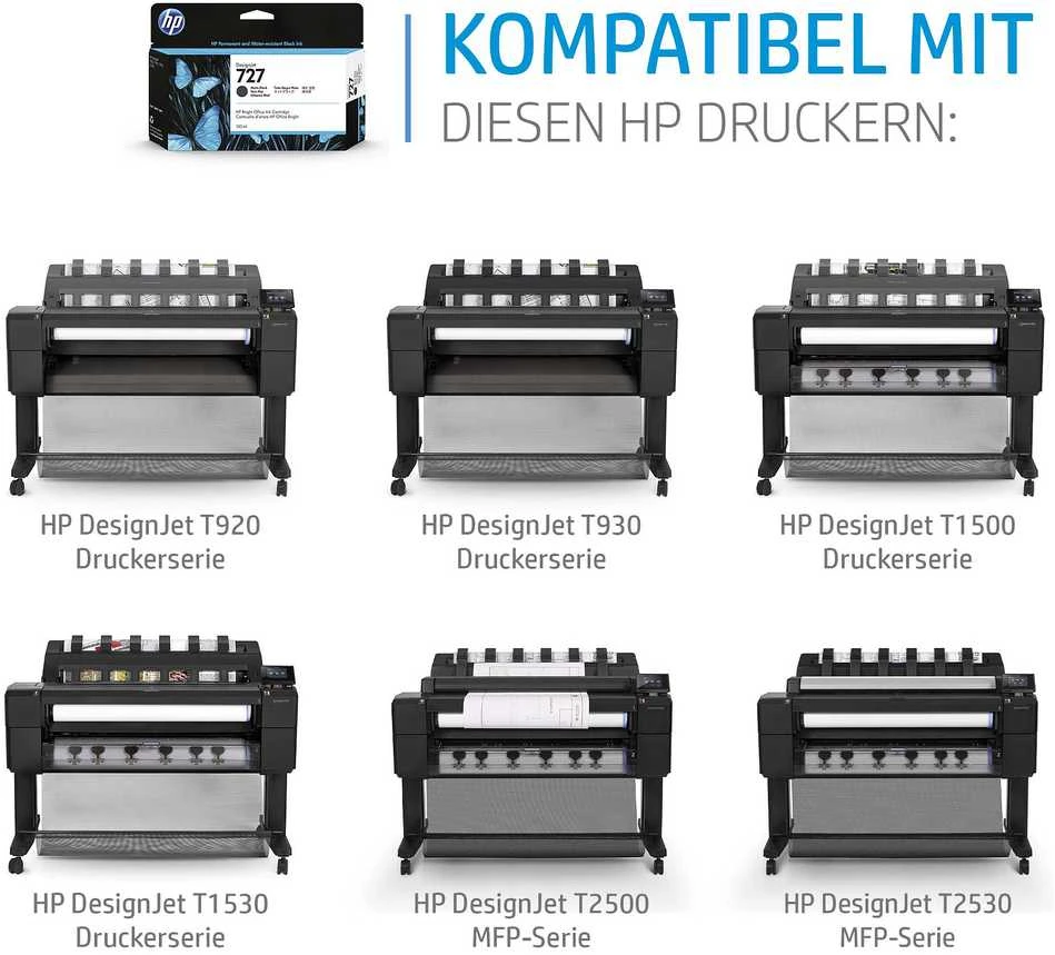 Hewlett Packard (HP) HP nr.727 Geltona rašalo kasetė 130 ml, skirta T920,T1500,T2500 serijai